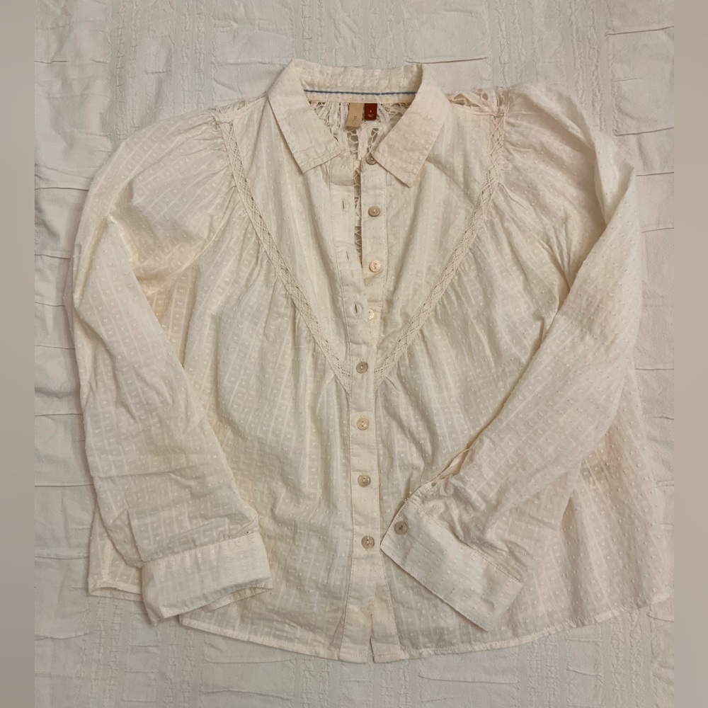 White cotton blouse from Anthropologie, size S.